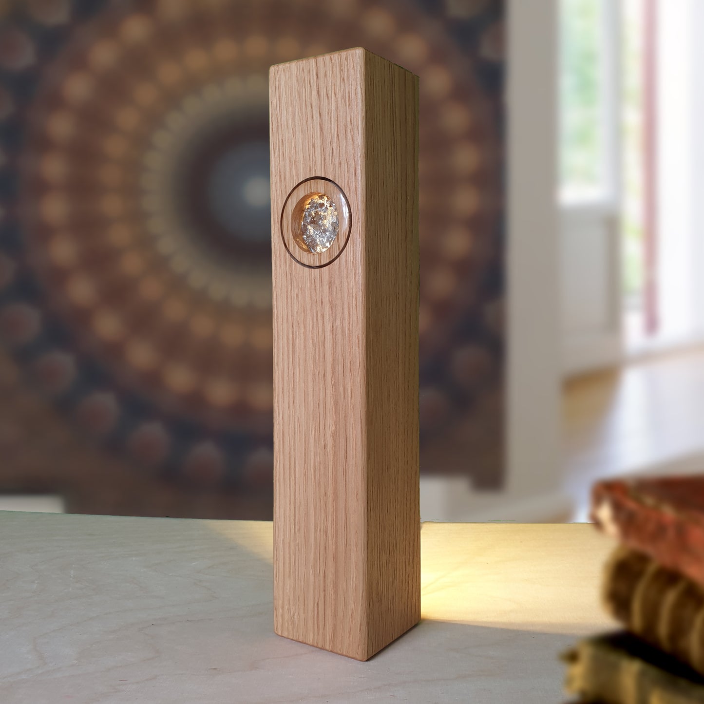 LED Lampe-Leuchte stufenlos dimmbar aus massivem Eichenholz